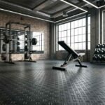 Black diamond plate rubber gym flooring