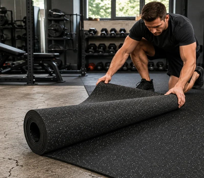 Cut and Position the gym flooring